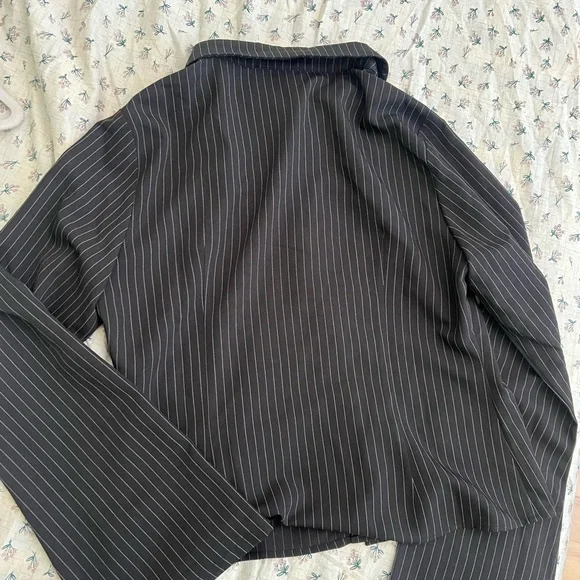 Princess Polly Charcoal Pinstripe Button-Down Shirt - Picture 4 of 5